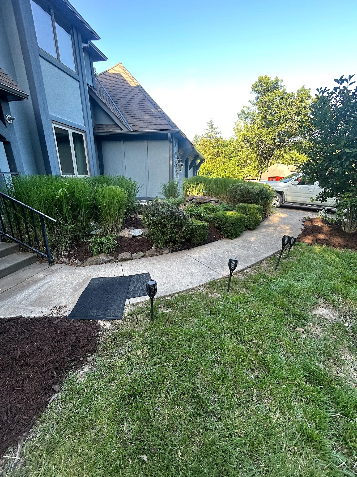Rock landscaping around trees